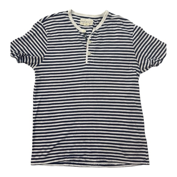 Ralph Lauren Denim & Supply Striped Henley Tee Men’s Medium Navy White Cotton - Picture 1 of 5